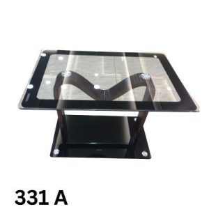 Modern Glass Coffee Table with Elegant Wooden Base-#331 A